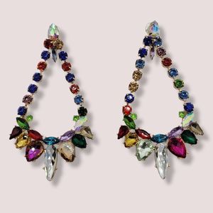 Meghan Fabulous the Cha cha cha rhinestone earrings, Rainbow Drop Earrings